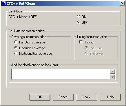 CTC++ Set/Clean...