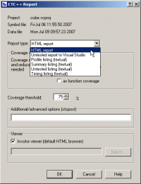 Getting CTC++ report via the IDE